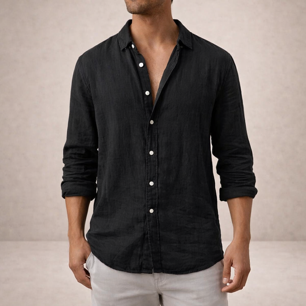 VALE MEN’S LONG SLEEVE LIGHT LINEN SUMMER SHIRT