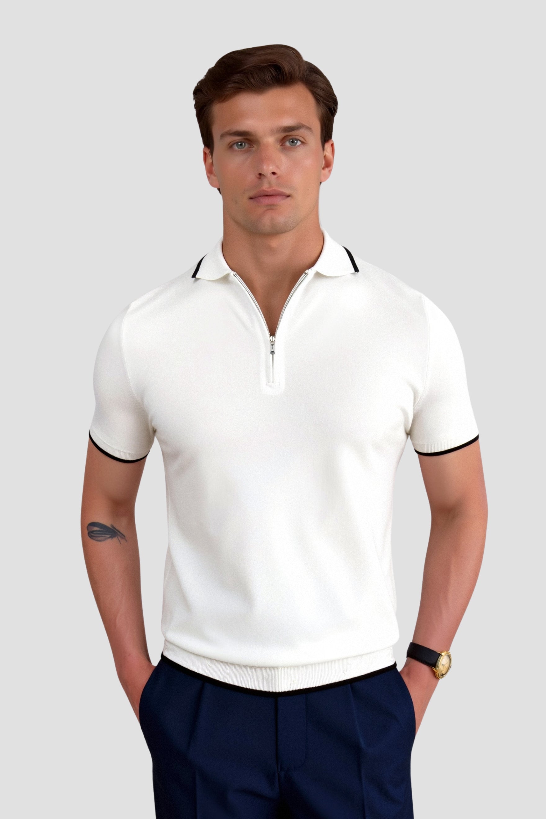 KNITTED QUARTER ZIP POLO