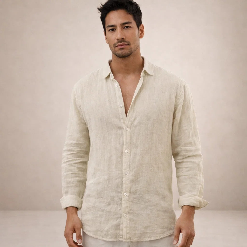VALE MEN’S LONG SLEEVE LIGHT LINEN SUMMER SHIRT