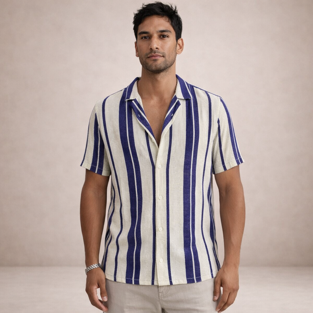 BENNETTVALE MEN’S RIVIERA STRIPE SHORT SLEEVE SHIRT