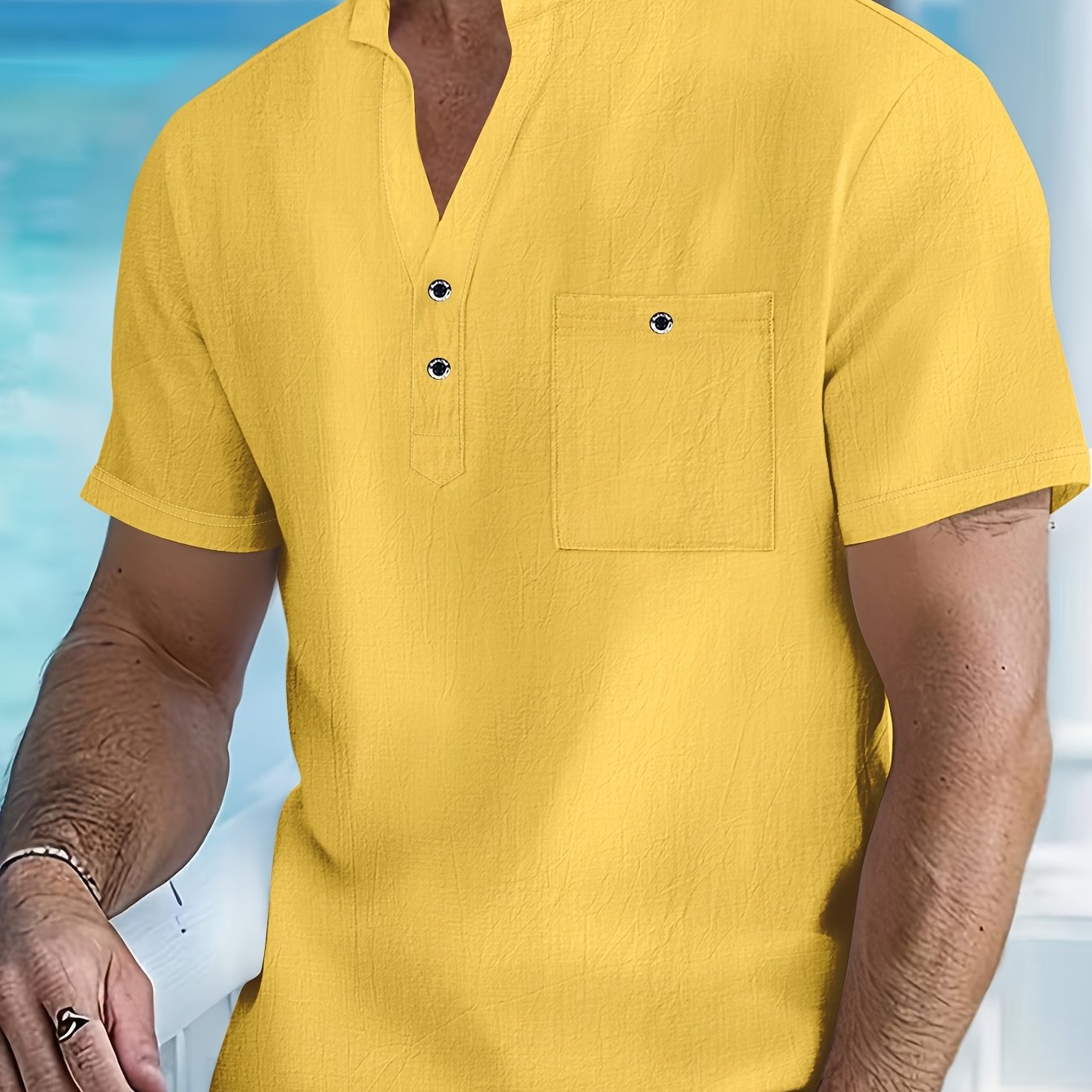 BENNETTVALE MEN’S MODERN BAND COLLAR SHIRT