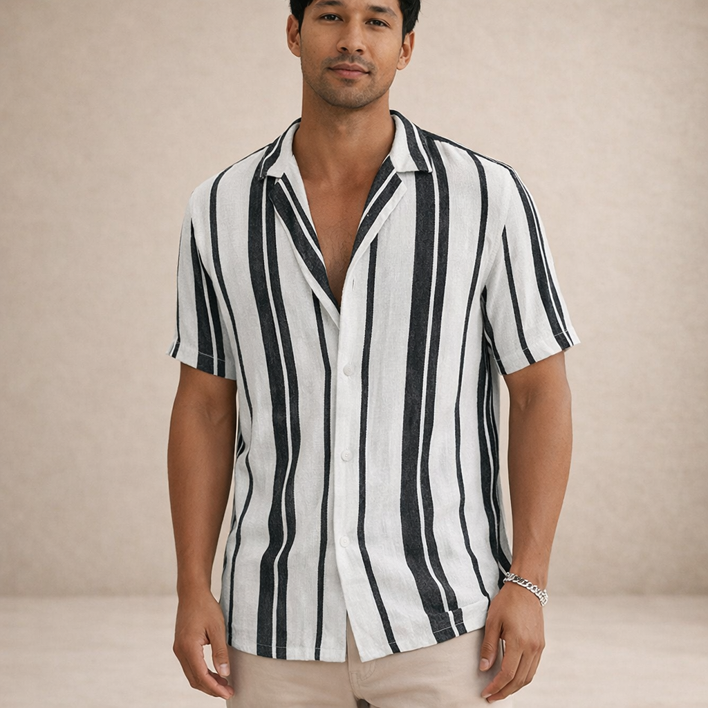 BENNETTVALE MEN’S RIVIERA STRIPE SHORT SLEEVE SHIRT