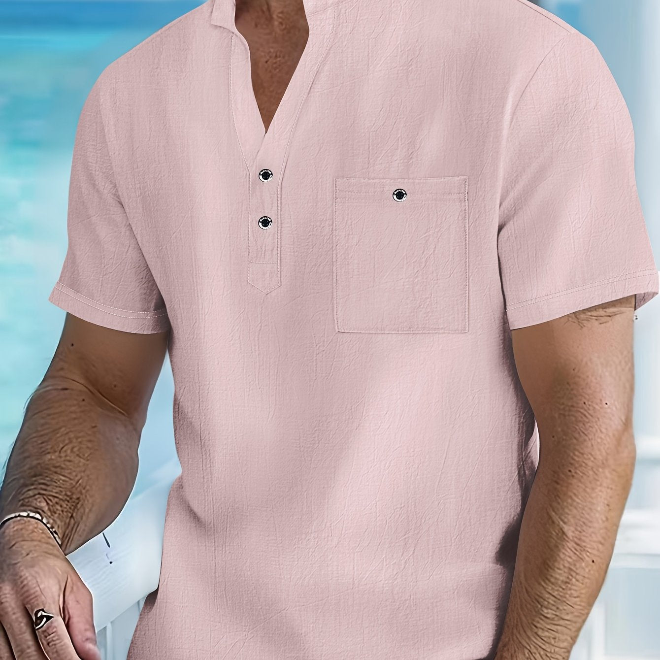 BENNETTVALE MEN’S MODERN BAND COLLAR SHIRT