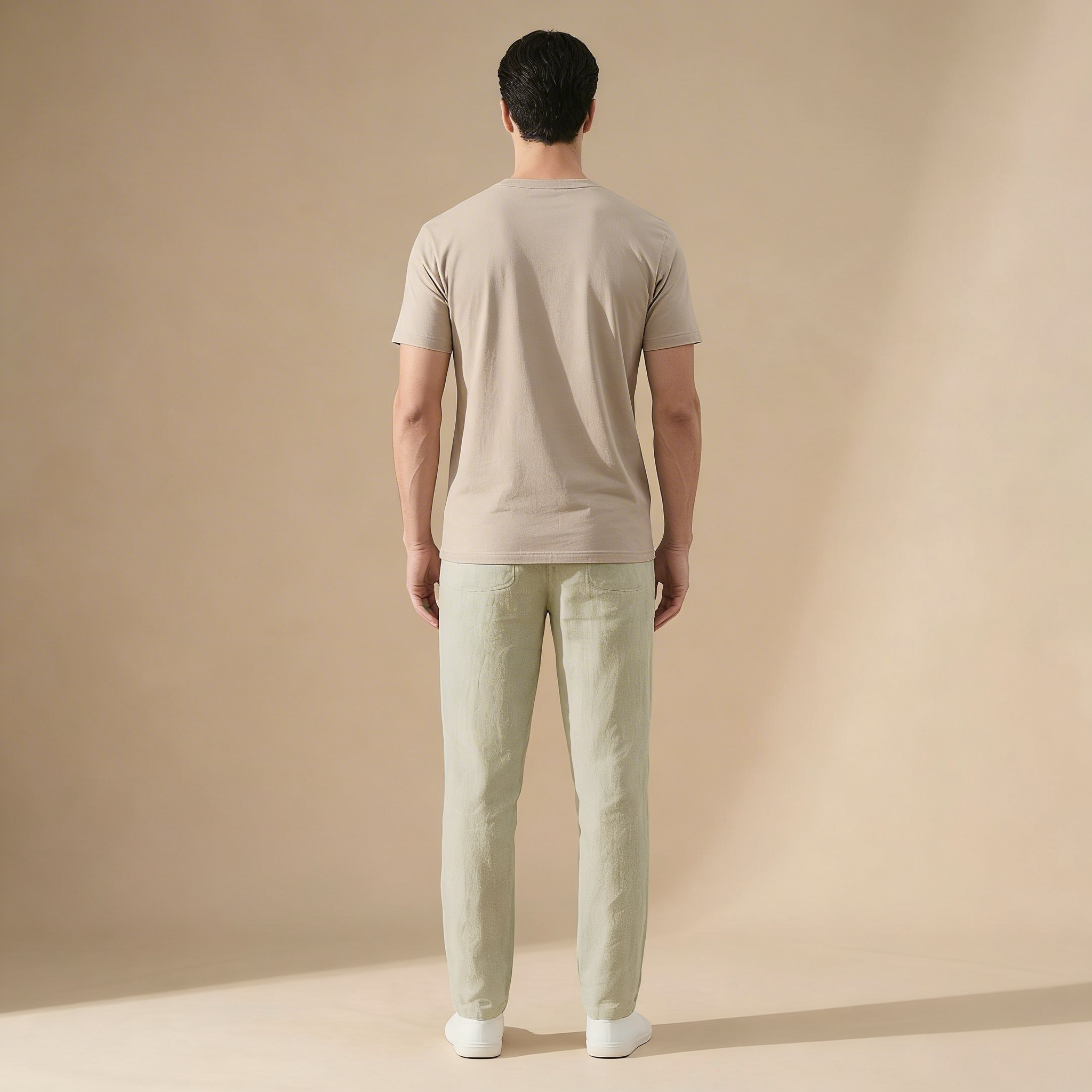 BENNETTVALE MEN’S BREATHABLE LINEN TROUSERS WITH ELASTIC WAIST