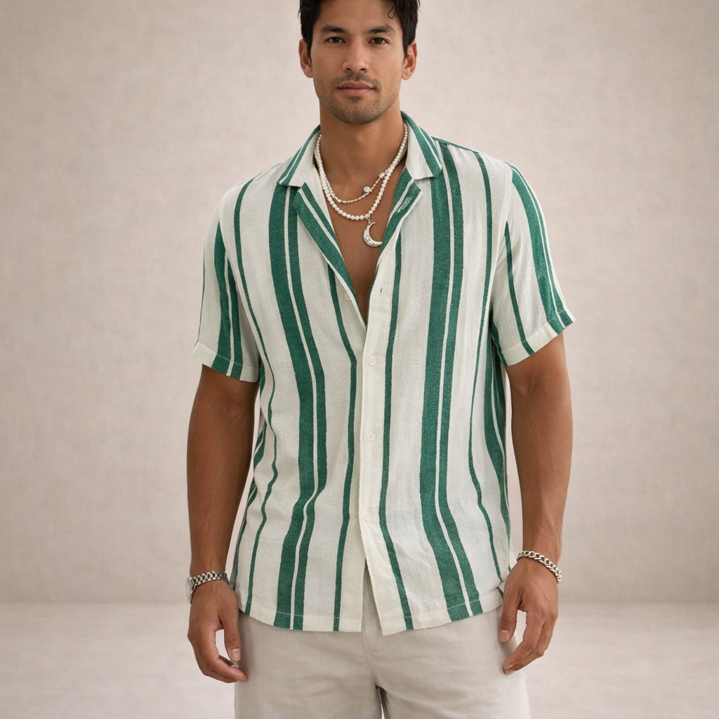BENNETTVALE MEN’S RIVIERA STRIPE SHORT SLEEVE SHIRT