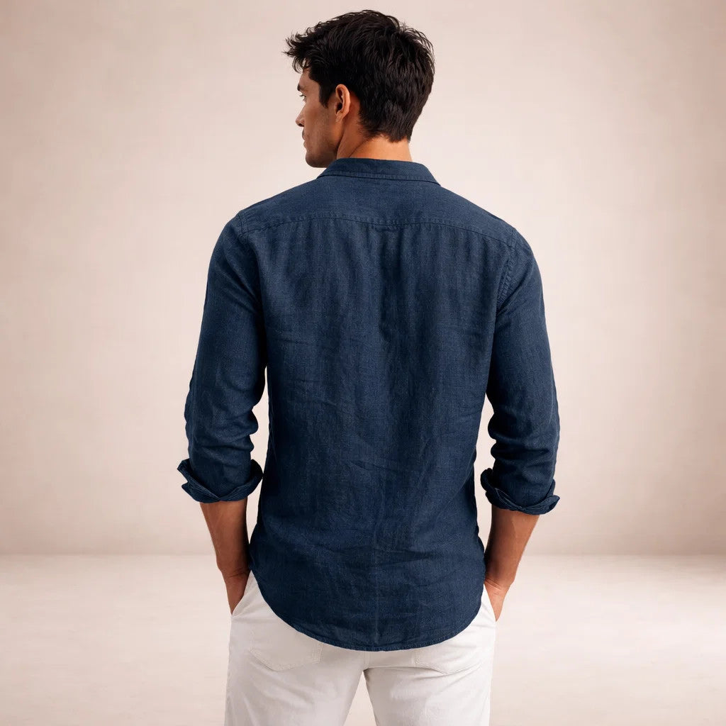 VALE MEN’S LONG SLEEVE LIGHT LINEN SUMMER SHIRT