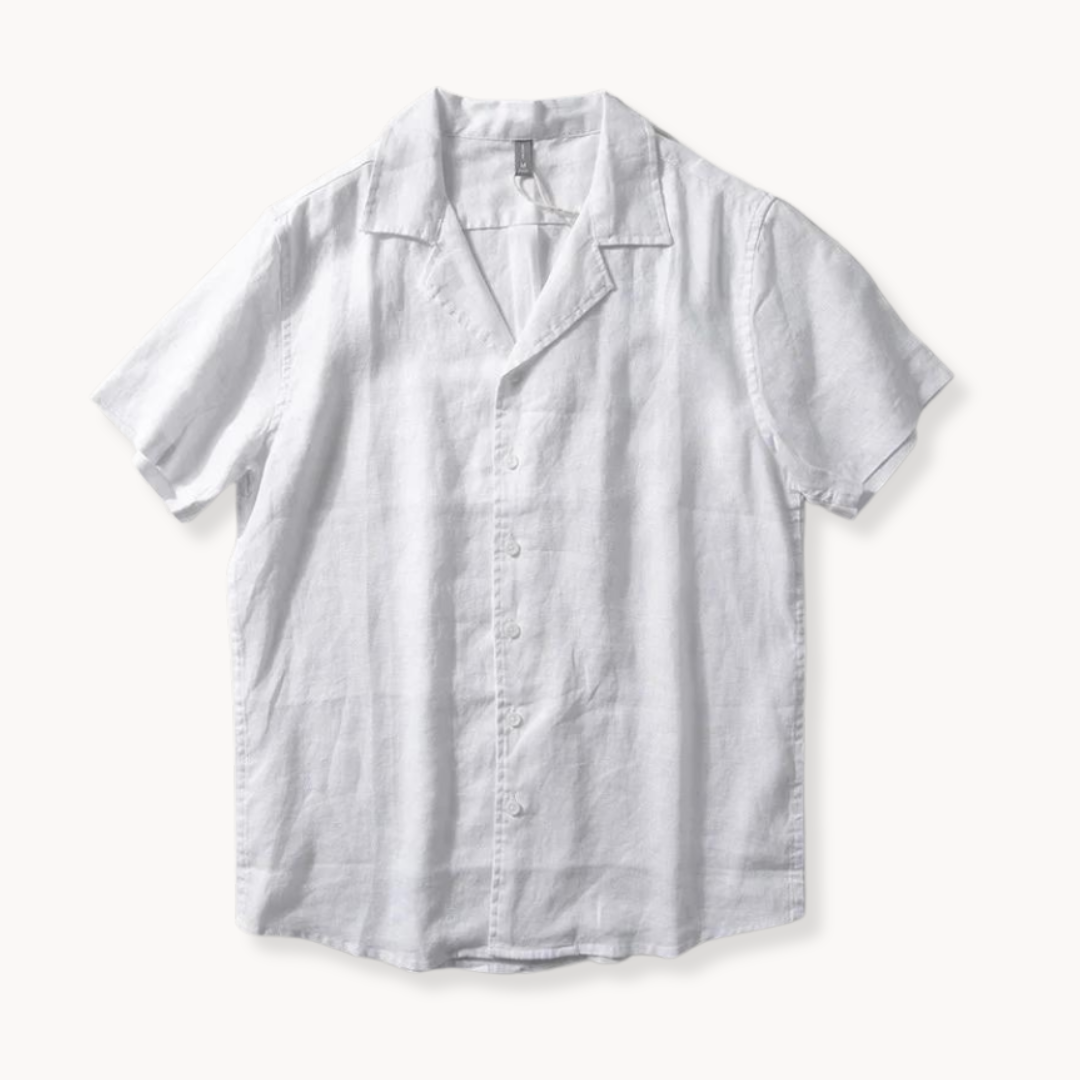 BENNETTVALE MEN’S OPEN COLLAR LINEN BUTTON SHIRT