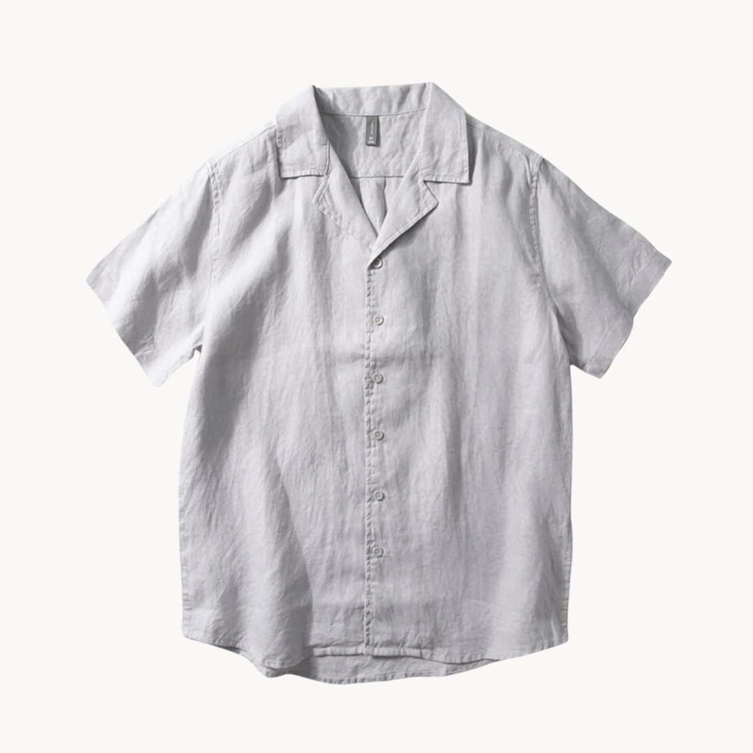 BENNETTVALE MEN’S OPEN COLLAR LINEN BUTTON SHIRT