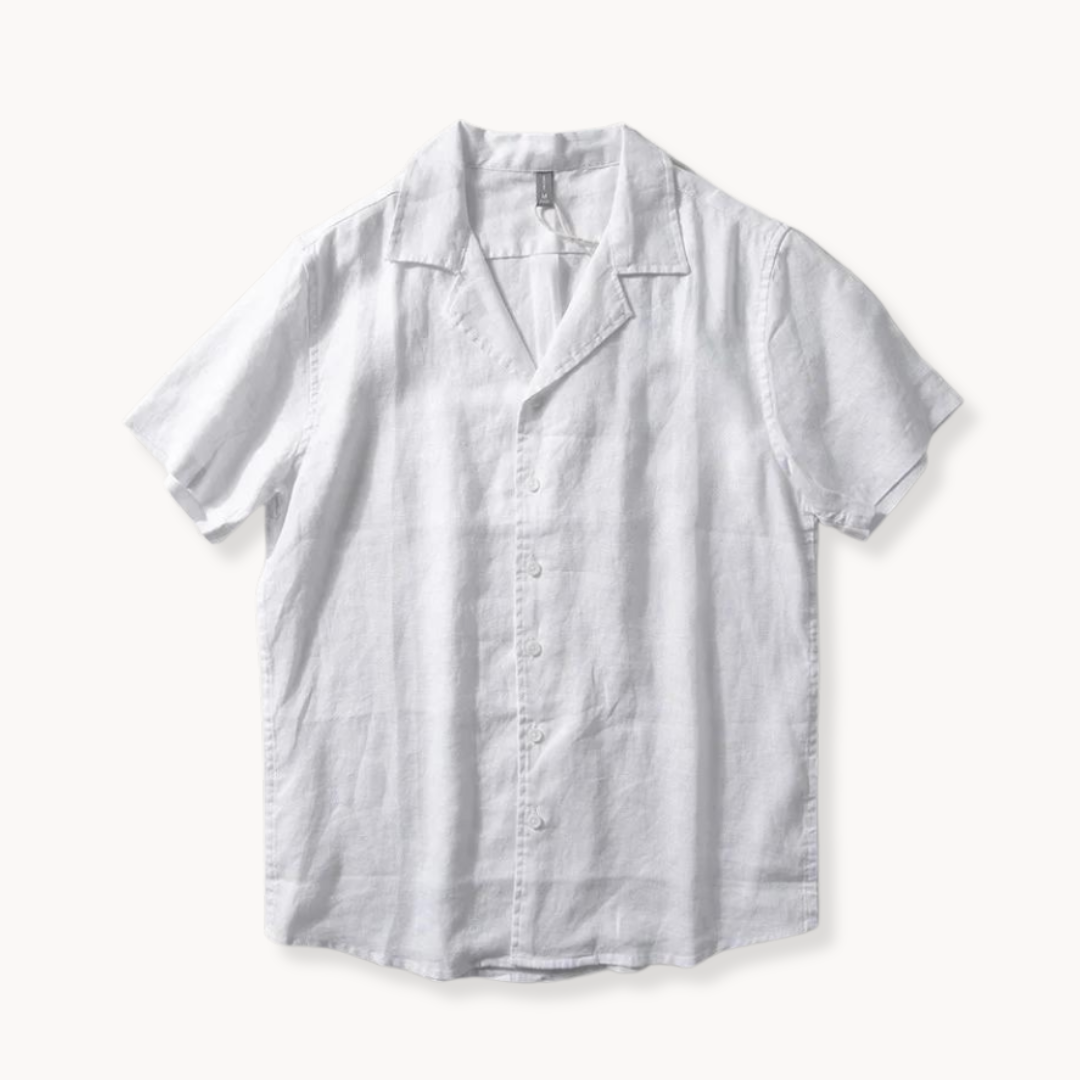 BENNETTVALE MEN’S OPEN COLLAR LINEN BUTTON SHIRT