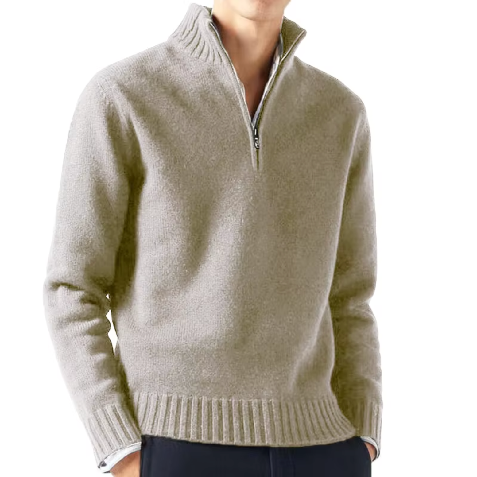 BENNETTVALE MEN’S HIGH COLLAR ZIP KNITTED SWEATER