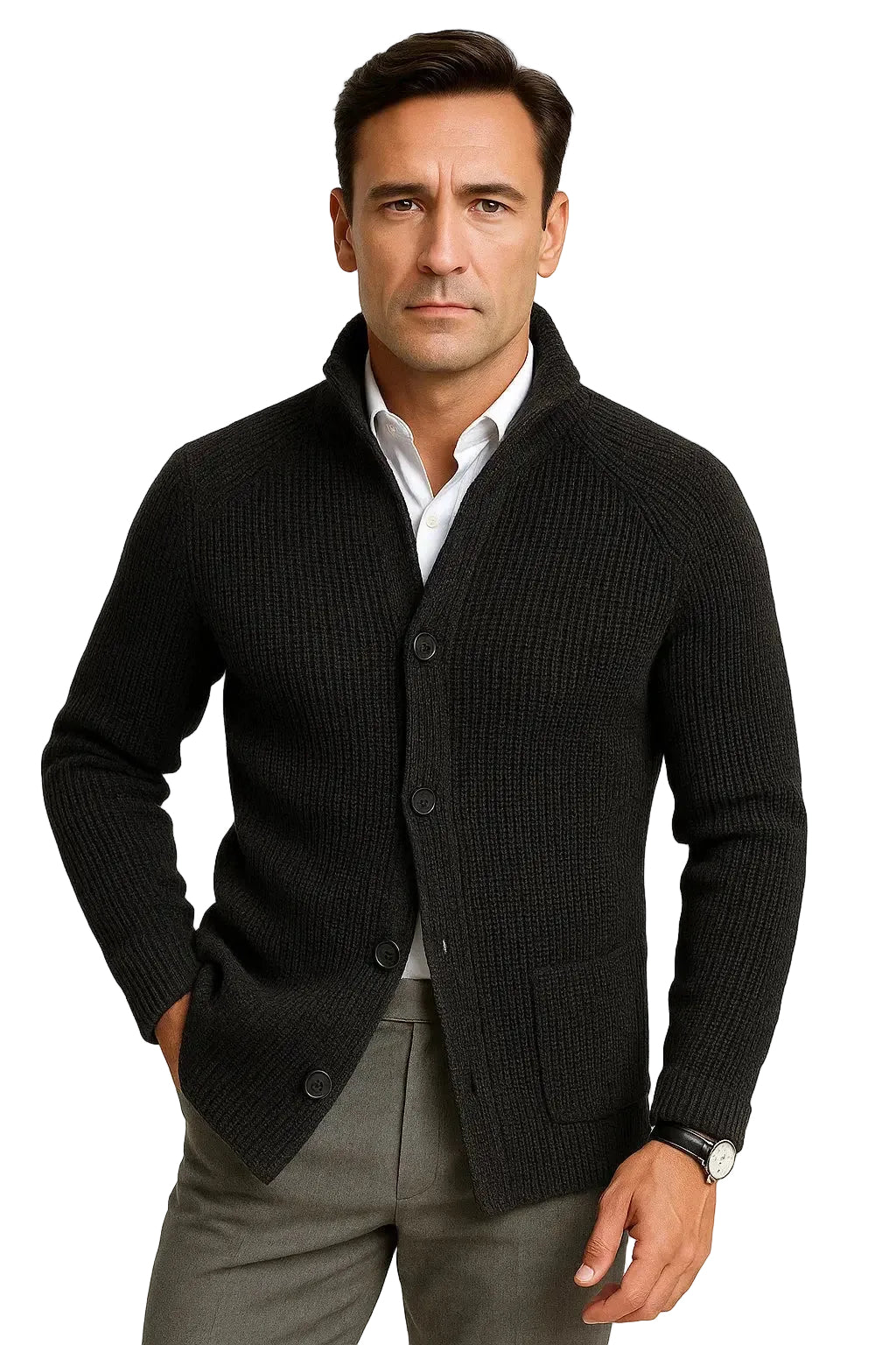 BENNETTVALE MEN’S CLASSIC WOOL-BLEND CARDIGAN FIT