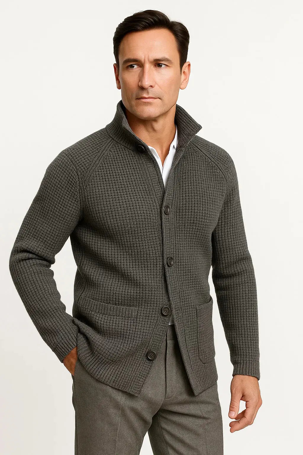 BENNETTVALE MEN’S CLASSIC WOOL-BLEND CARDIGAN FIT