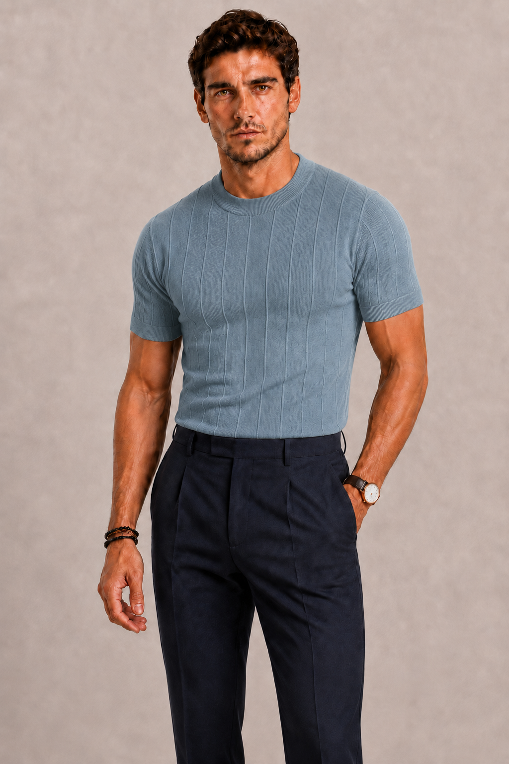 BENNETTVALE MEN’S TEXTURED KNIT T-SHIRT