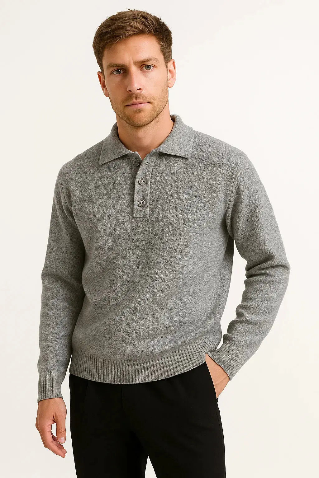 BENNETTVALE MEN’S COLLARED KNIT PULLOVER