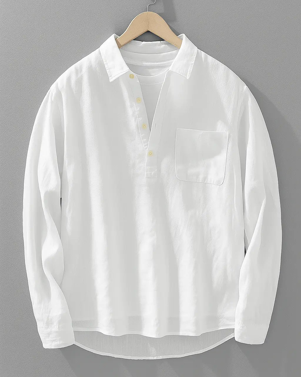BENNETTVALE MEN’S COTTON-LINEN POPOVER SHIRT