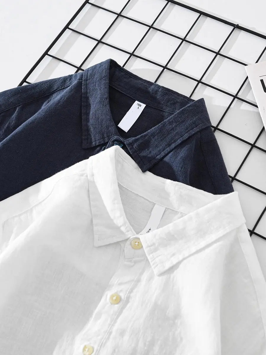 BENNETTVALE MEN’S COTTON-LINEN POPOVER SHIRT