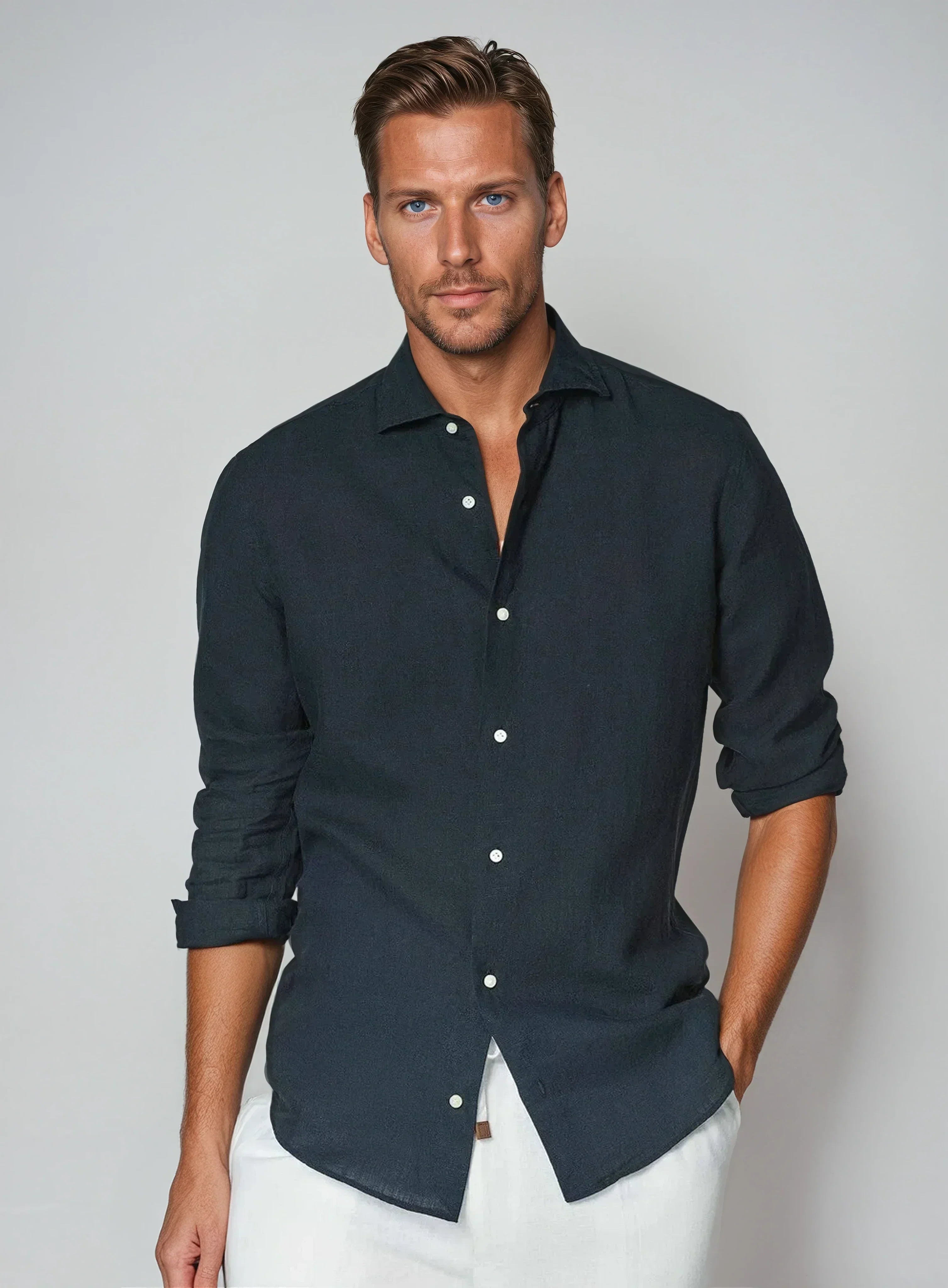 BENNETTVALE MEN’S LINEN BUTTON SHIRT