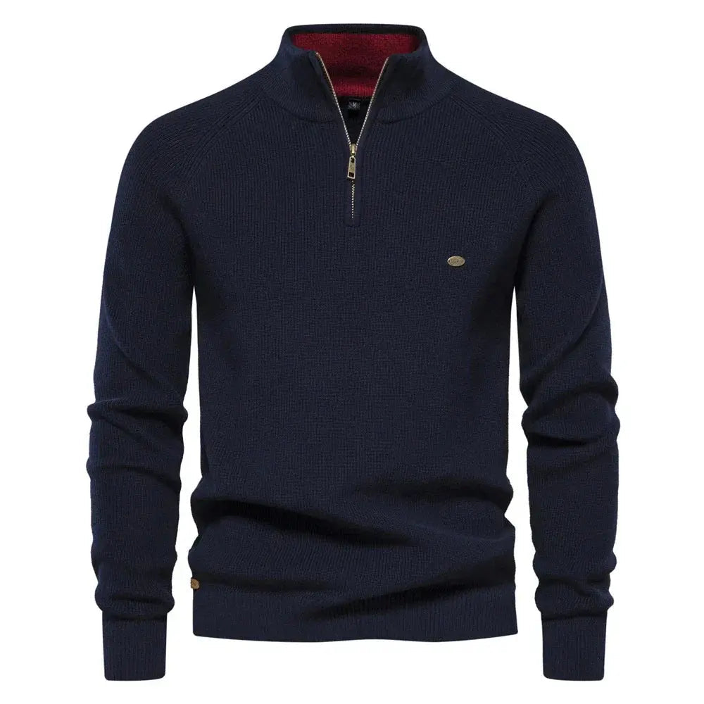 MEN’S HALF-ZIP WOOL-BLEND SWEATER