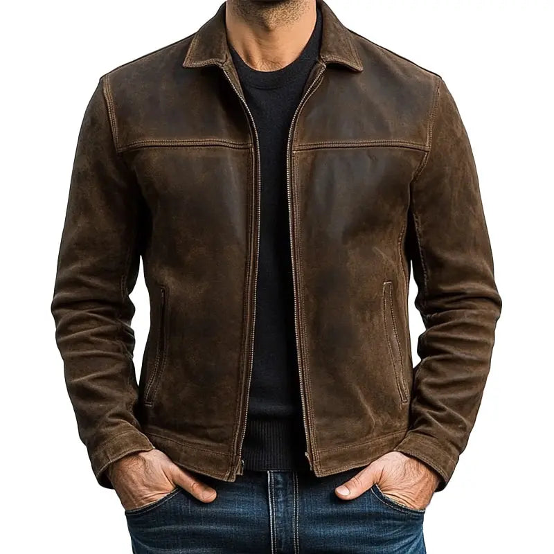 BENNETTVALE MEN’S CLASSIC LEATHER ZIP JACKET