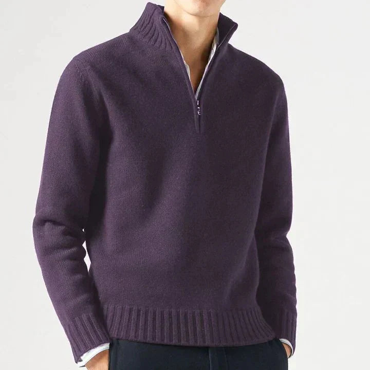 BENNETTVALE MEN’S HIGH COLLAR ZIP KNITTED SWEATER