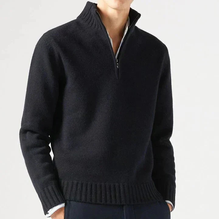 BENNETTVALE MEN’S HIGH COLLAR ZIP KNITTED SWEATER