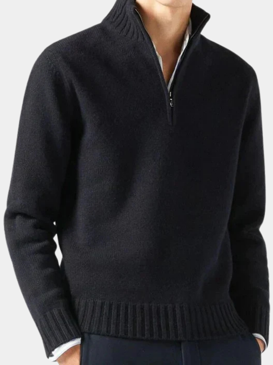 BENNETTVALE MEN’S HIGH COLLAR ZIP KNITTED SWEATER