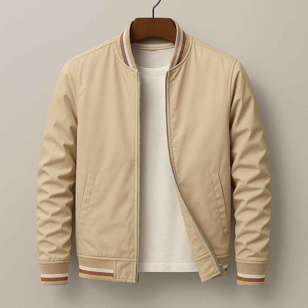 BENNETTVALE MEN’S RIBBED COLLAR BOMBER JACKET