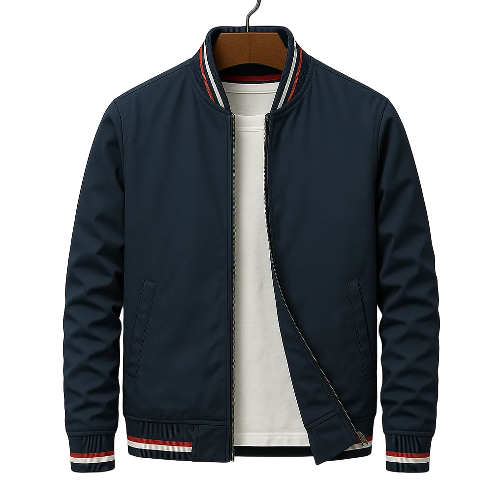 BENNETTVALE MEN’S RIBBED COLLAR BOMBER JACKET
