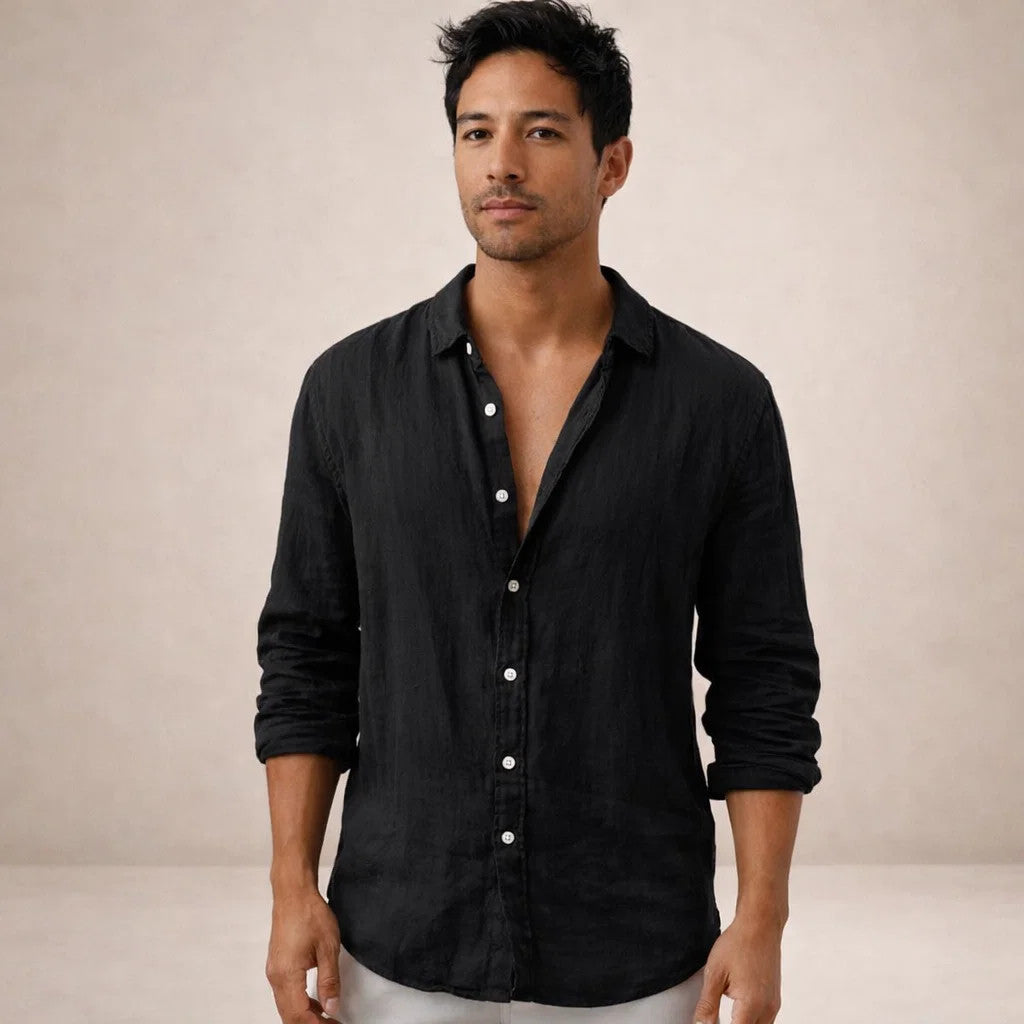VALE MEN’S LONG SLEEVE LIGHT LINEN SUMMER SHIRT