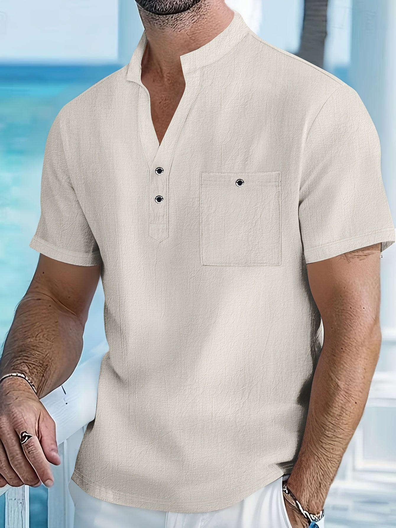 BENNETTVALE MEN’S MODERN BAND COLLAR SHIRT