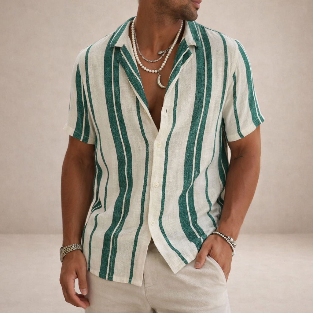 BENNETTVALE MEN’S RIVIERA STRIPE SHORT SLEEVE SHIRT