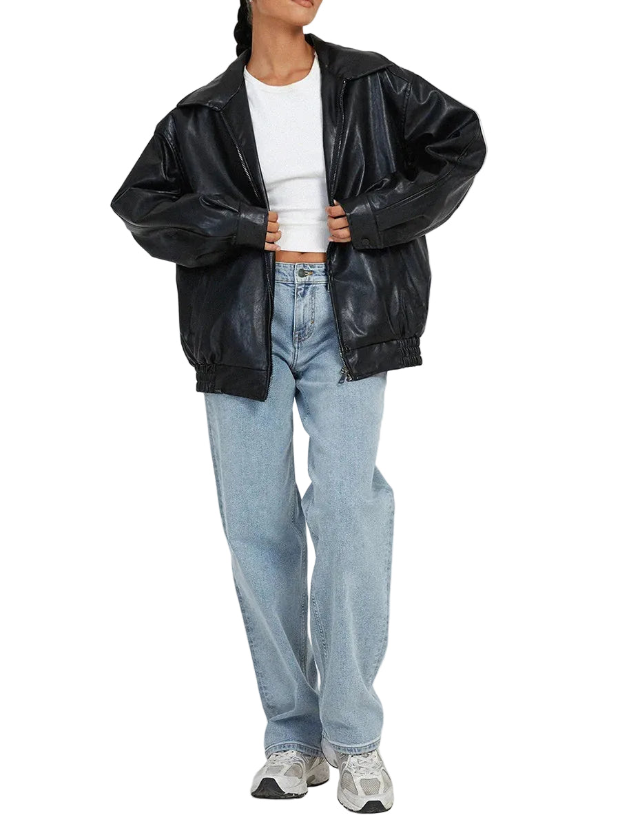 BENNETT WOMEN’S OVERSIZED ZIP BOMBER JACKET