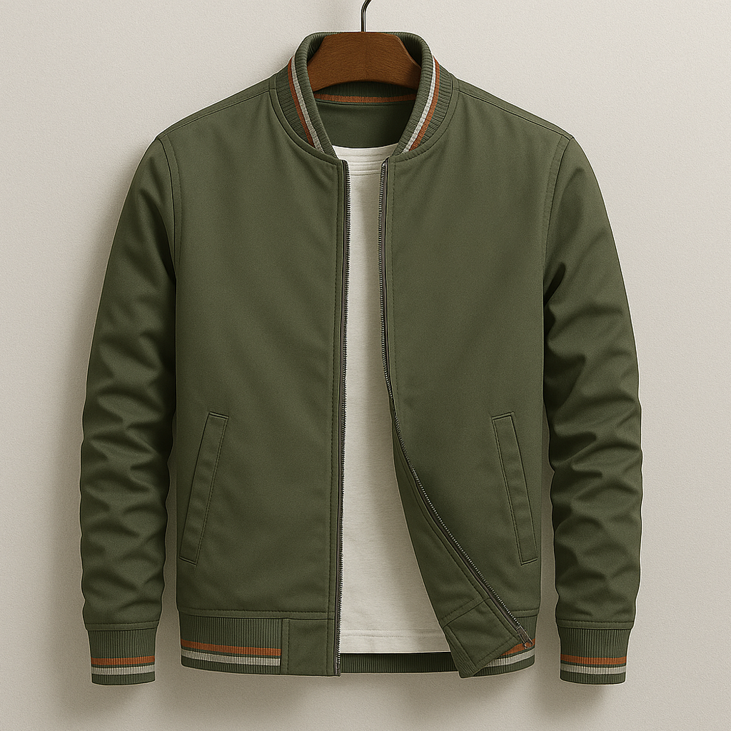 BENNETTVALE MEN’S RIBBED COLLAR BOMBER JACKET