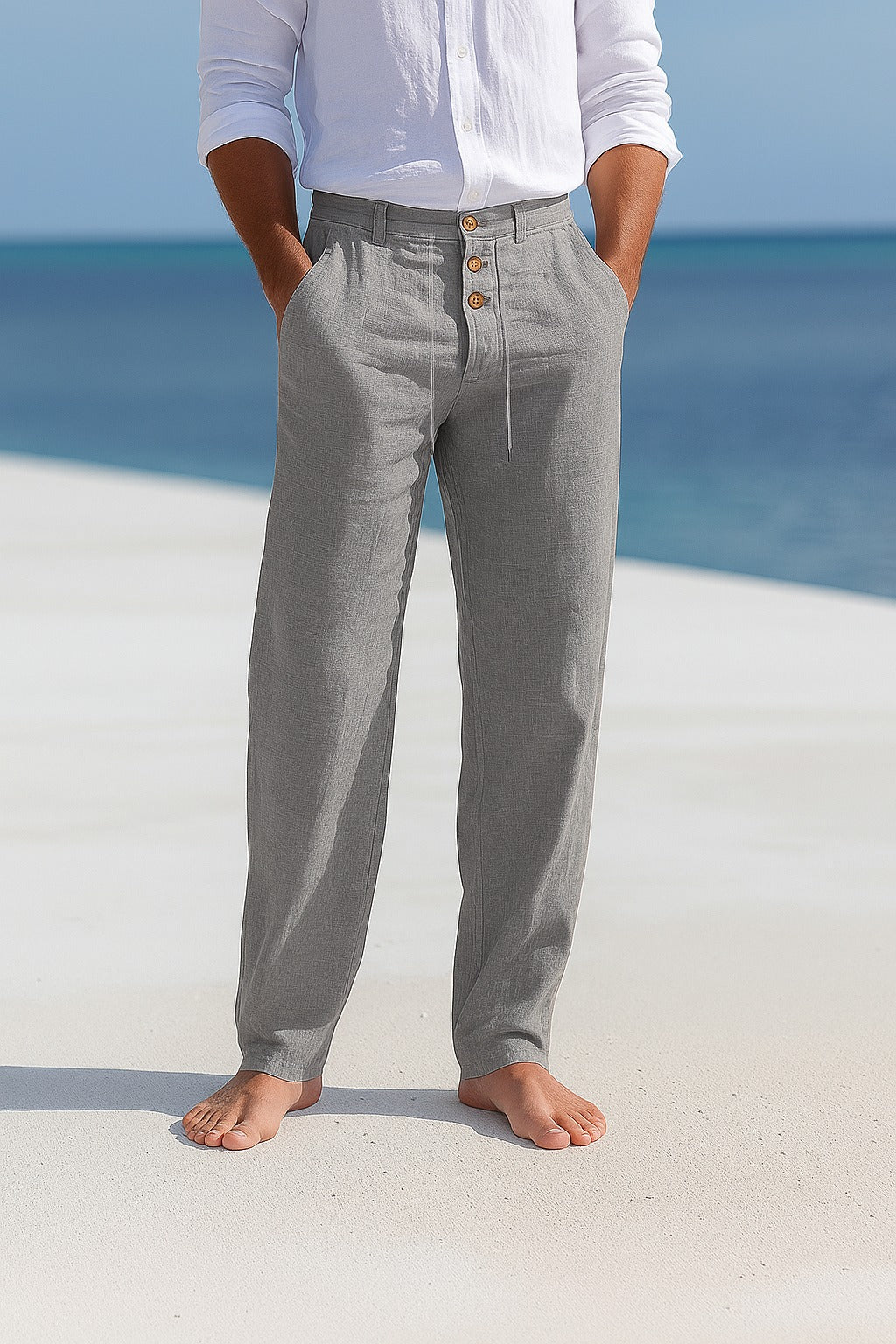 BENNETTVALE MEN’S AIRY STRAIGHT LINEN TROUSERS