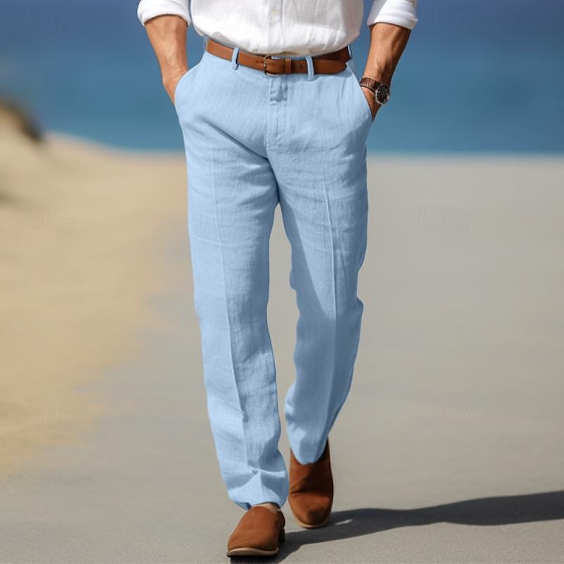 BENNETTVALE MEN’S CLASSIC STRAIGHT LEG LINEN TROUSERS