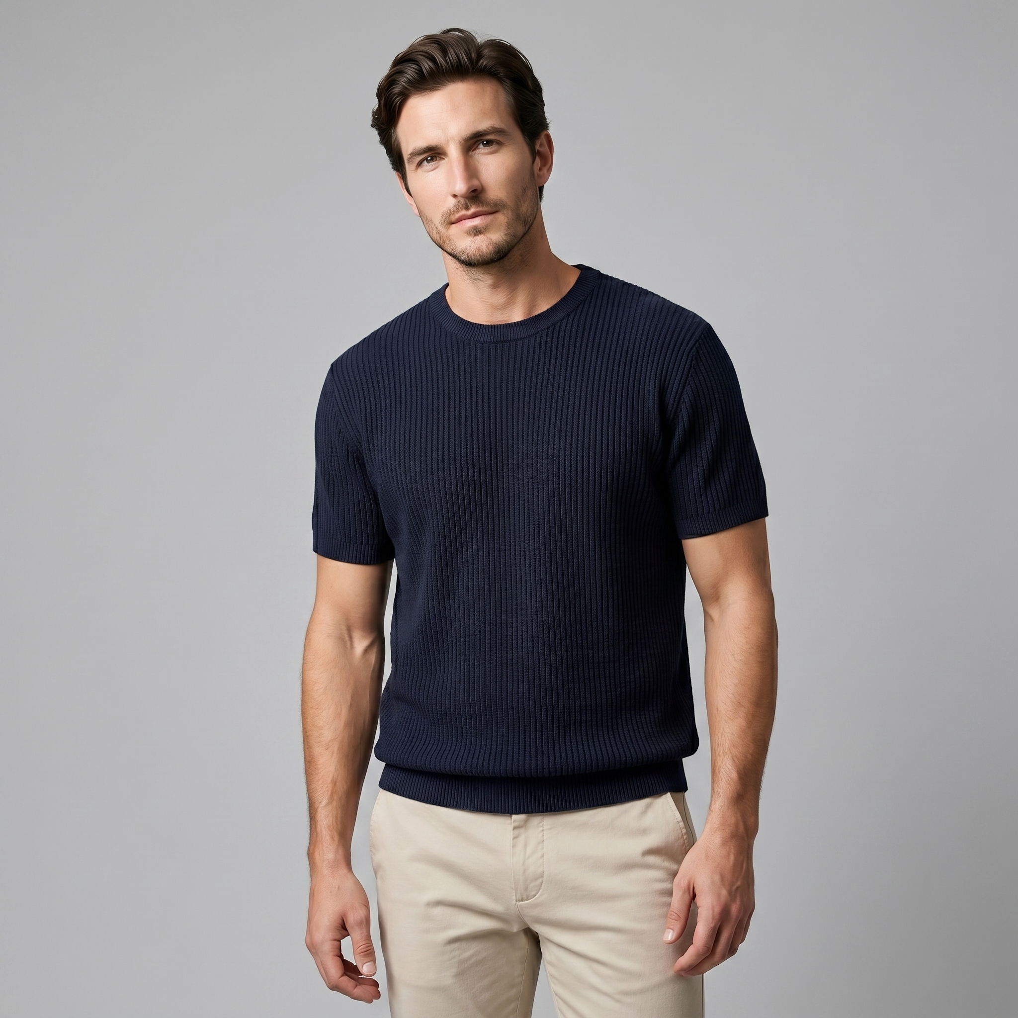 BENNETT MEN’S KNIT RIBBED ESSENTIAL TEE