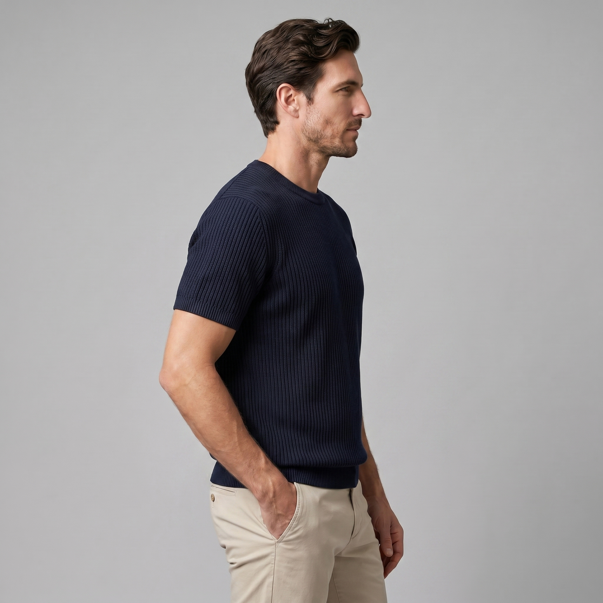 BENNETT MEN’S KNIT RIBBED ESSENTIAL TEE