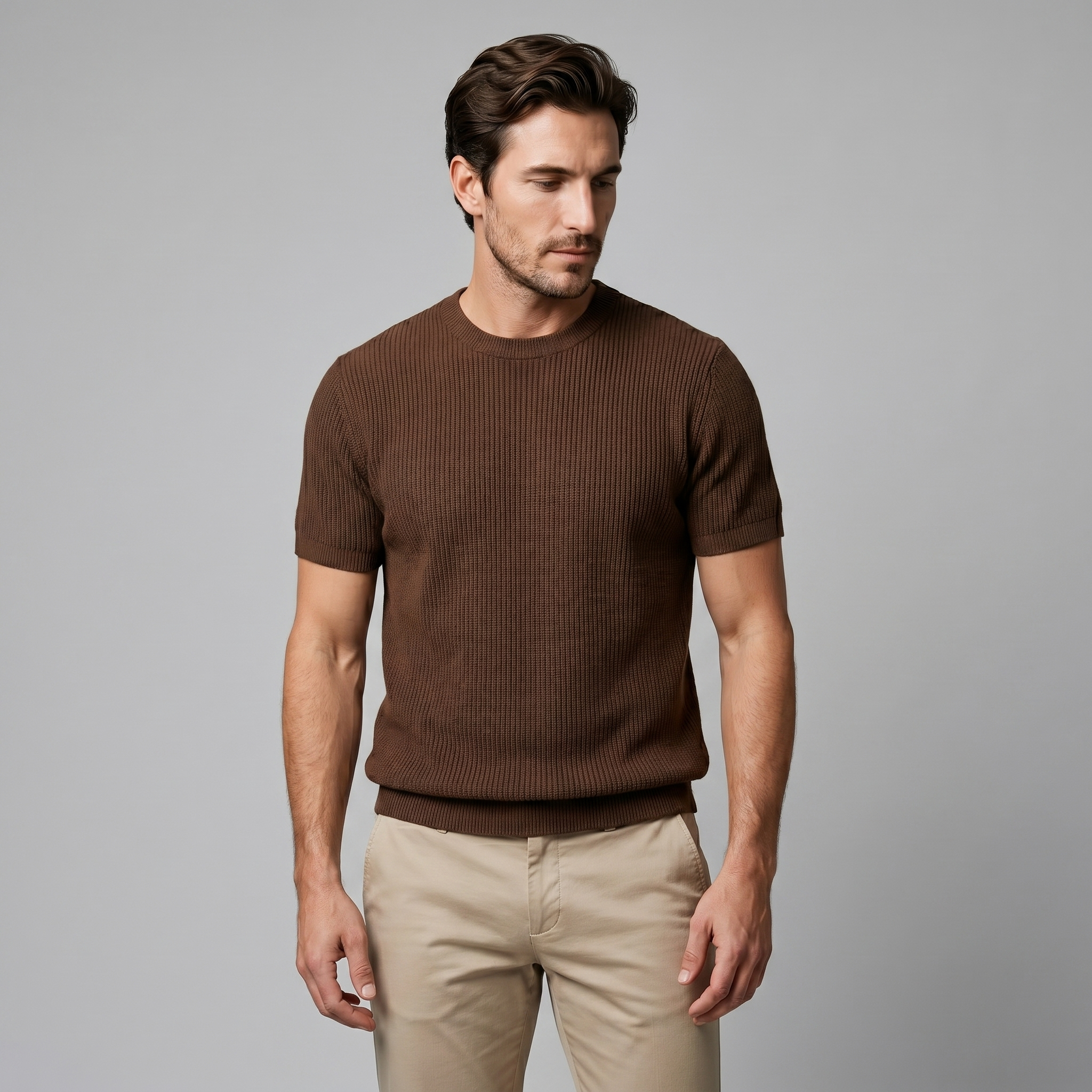 BENNETT MEN’S KNIT RIBBED ESSENTIAL TEE