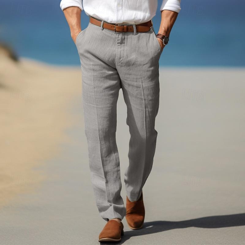 BENNETTVALE MEN’S CLASSIC STRAIGHT LEG LINEN TROUSERS