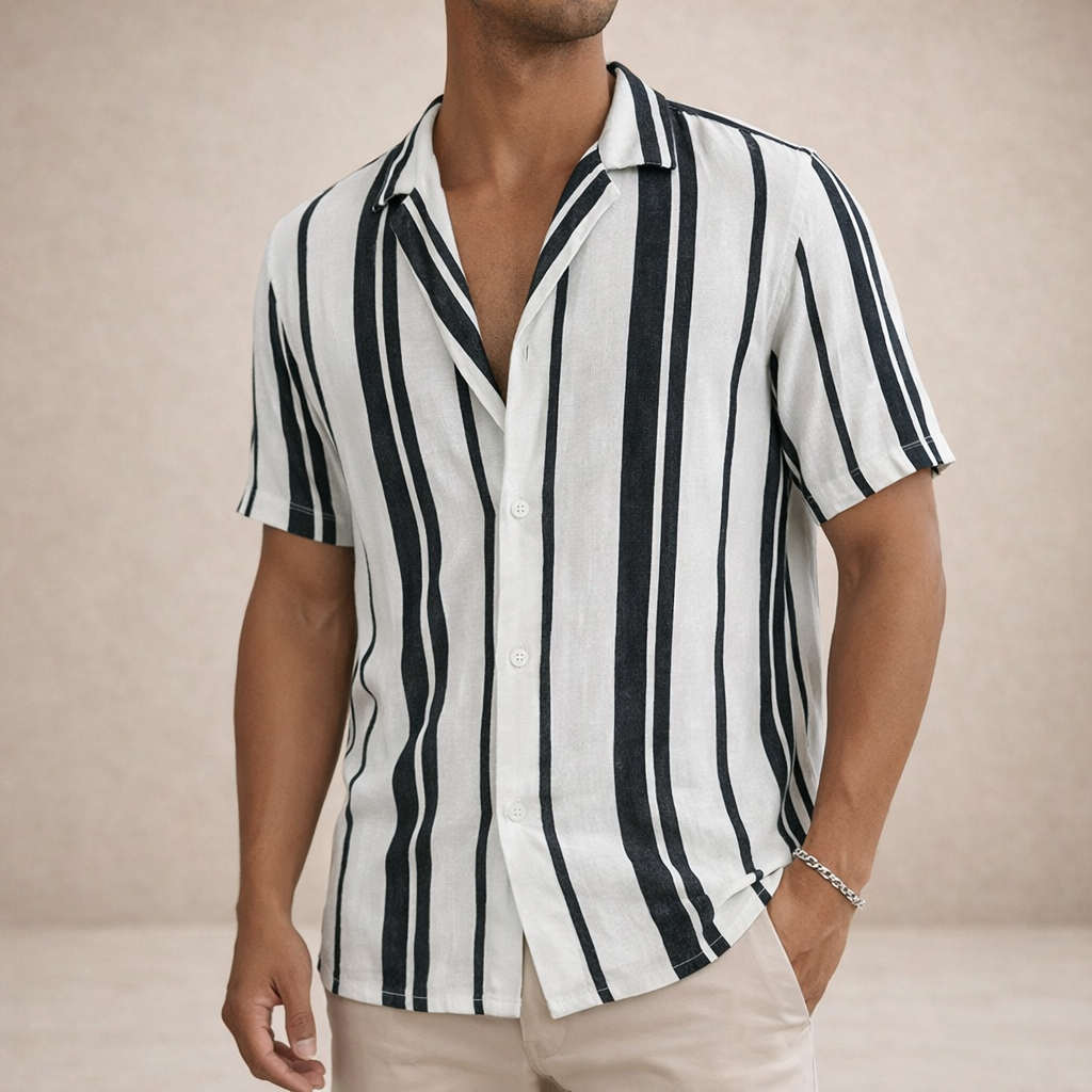 BENNETTVALE MEN’S RIVIERA STRIPE SHORT SLEEVE SHIRT