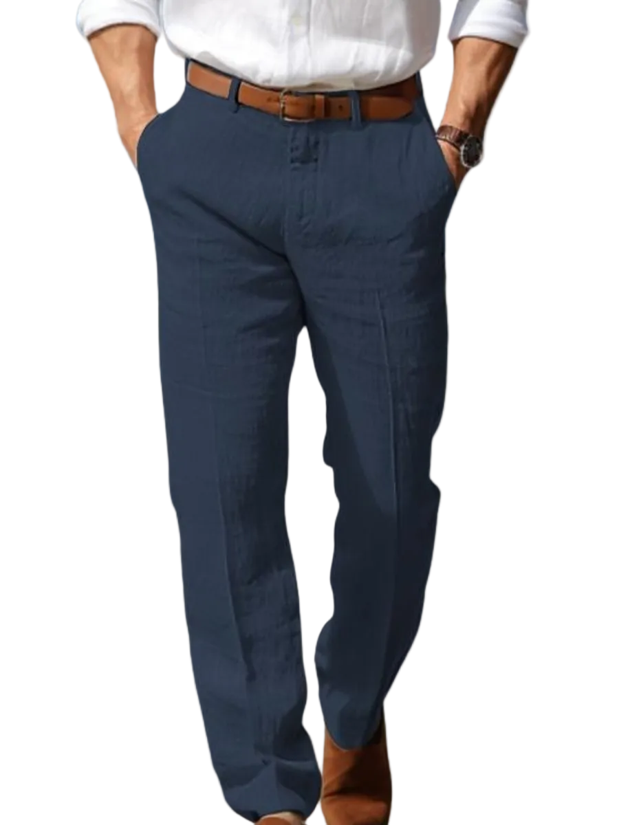 BENNETTVALE MEN’S STRAIGHT-FIT LINEN TROUSERS