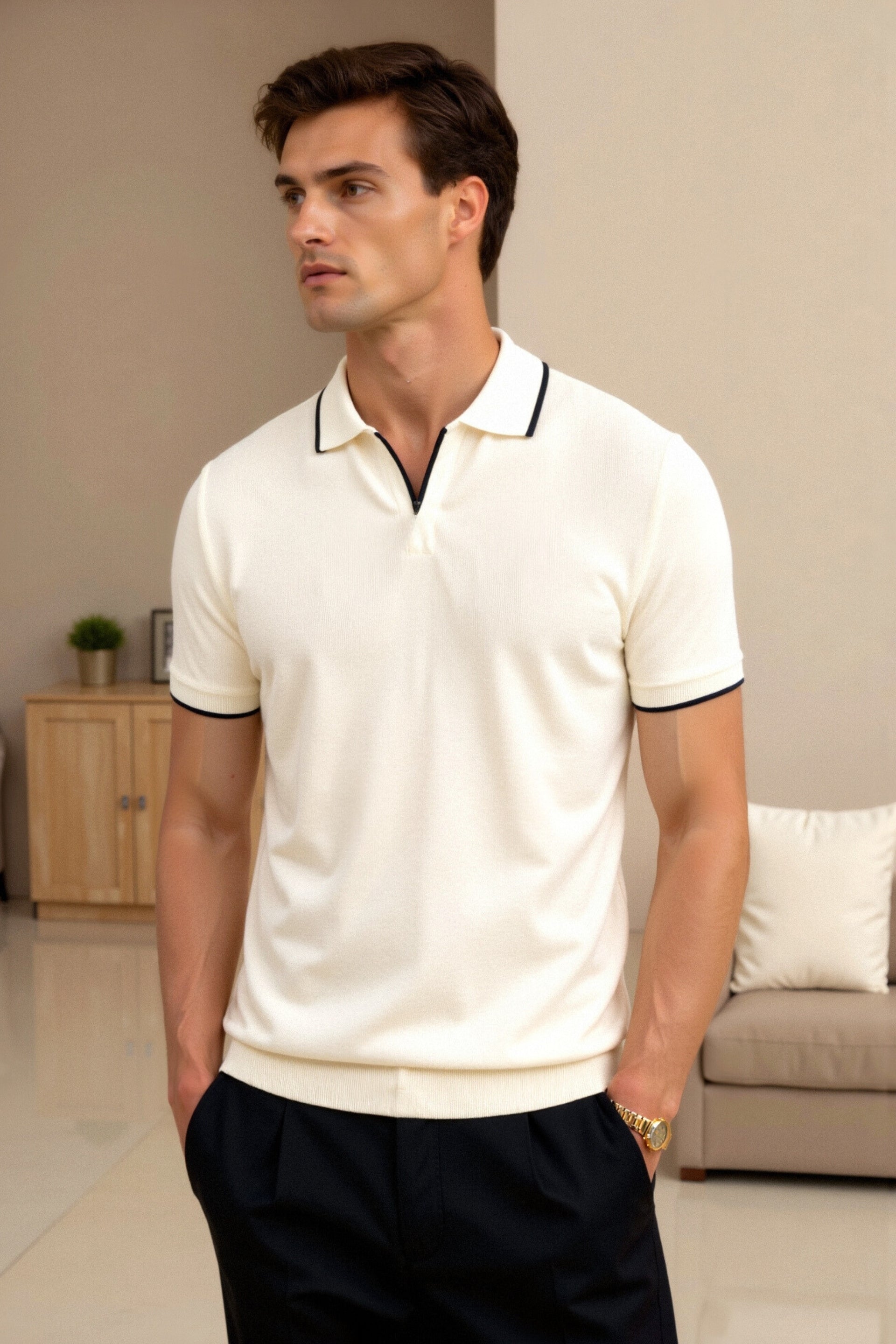 CONTRAST SLIM FITTED POLO