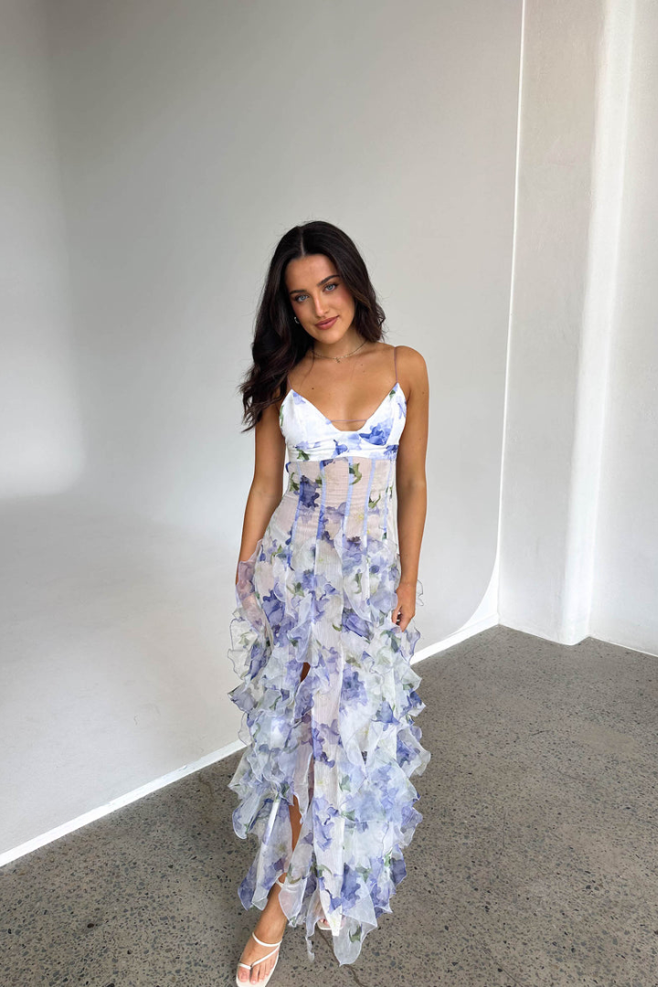 BENNETTVALE WOMEN’S PLEATED FLORAL MAXI DRESS