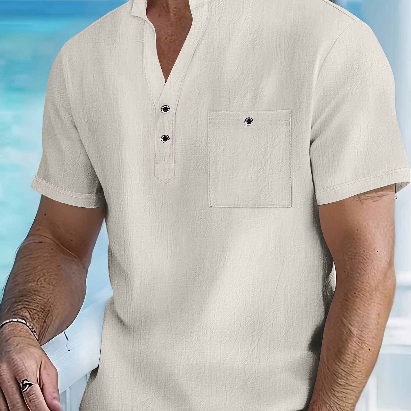 BENNETTVALE MEN’S MODERN BAND COLLAR SHIRT