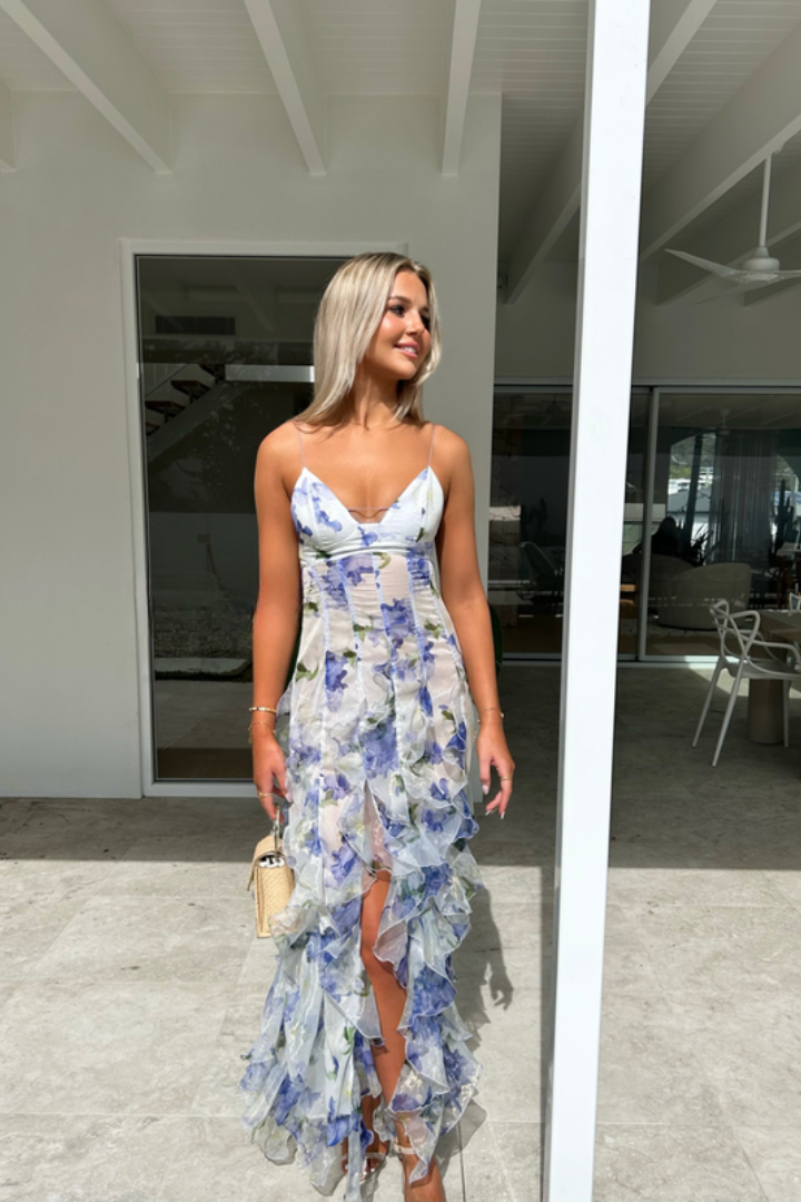 BENNETTVALE WOMEN’S PLEATED FLORAL MAXI DRESS