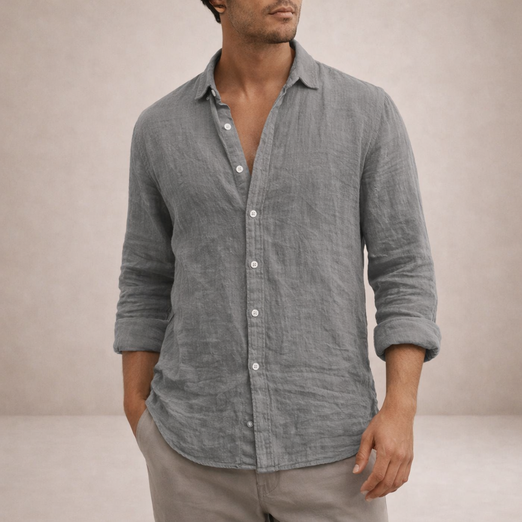 VALE MEN’S LONG SLEEVE LIGHT LINEN SUMMER SHIRT