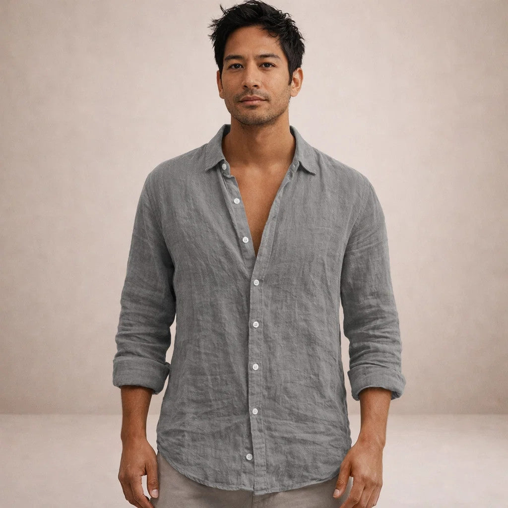 VALE MEN’S LONG SLEEVE LIGHT LINEN SUMMER SHIRT