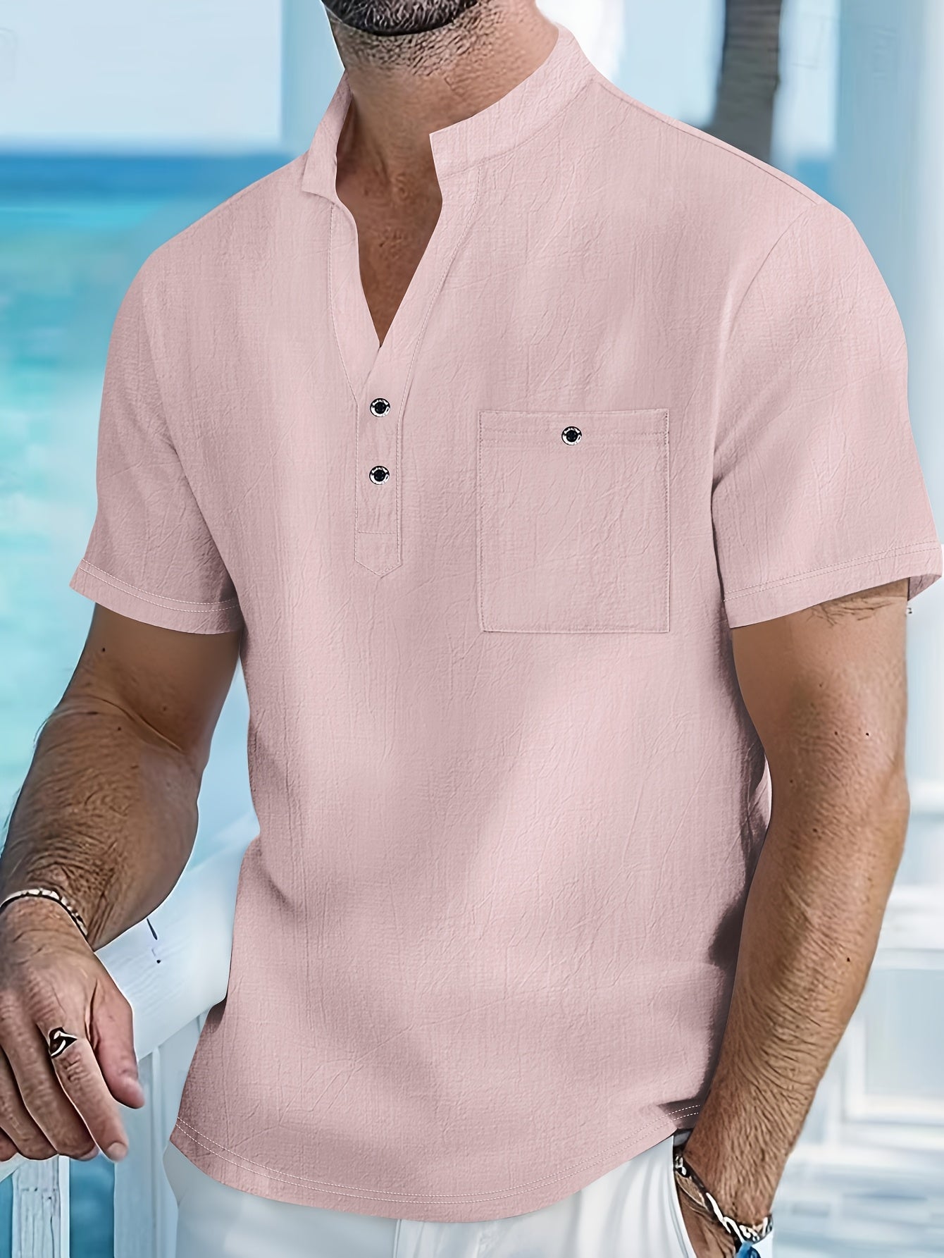 BENNETTVALE MEN’S MODERN BAND COLLAR SHIRT