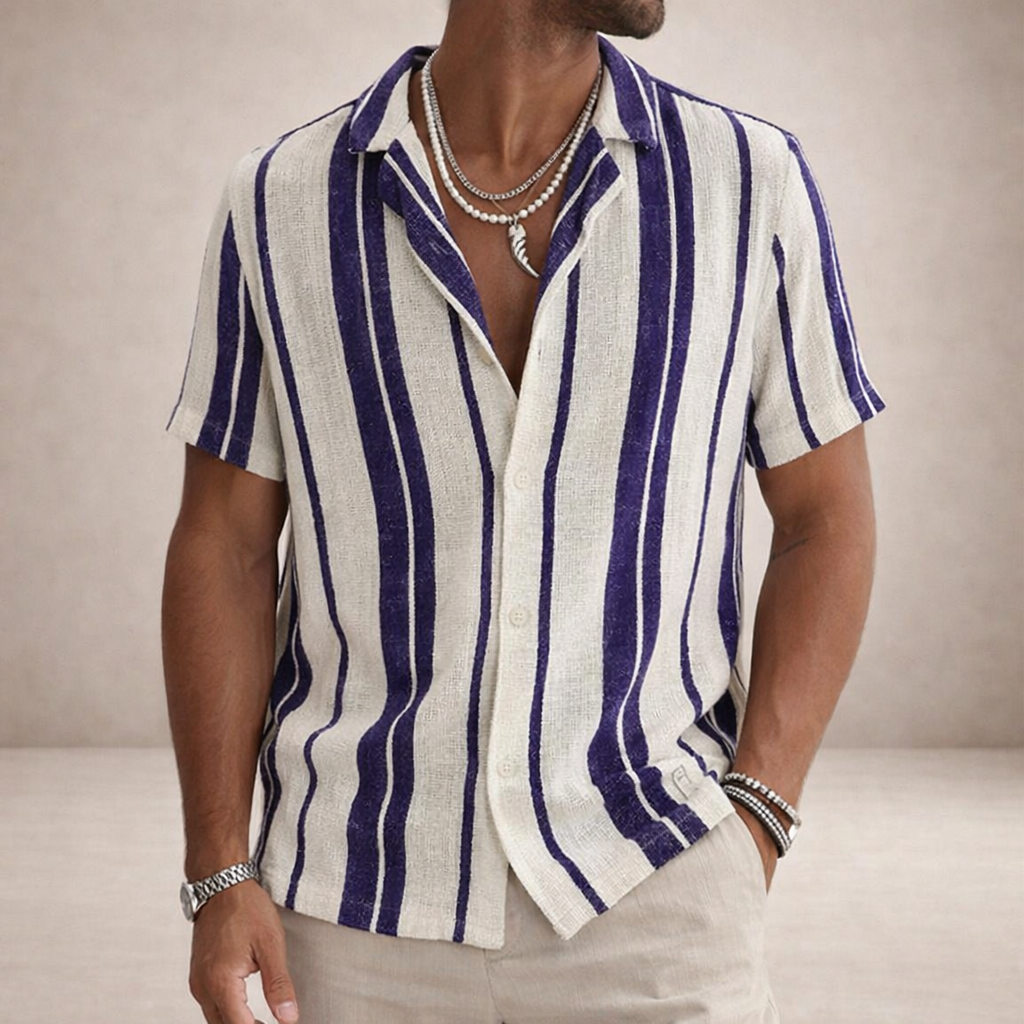 BENNETTVALE MEN’S RIVIERA STRIPE SHORT SLEEVE SHIRT