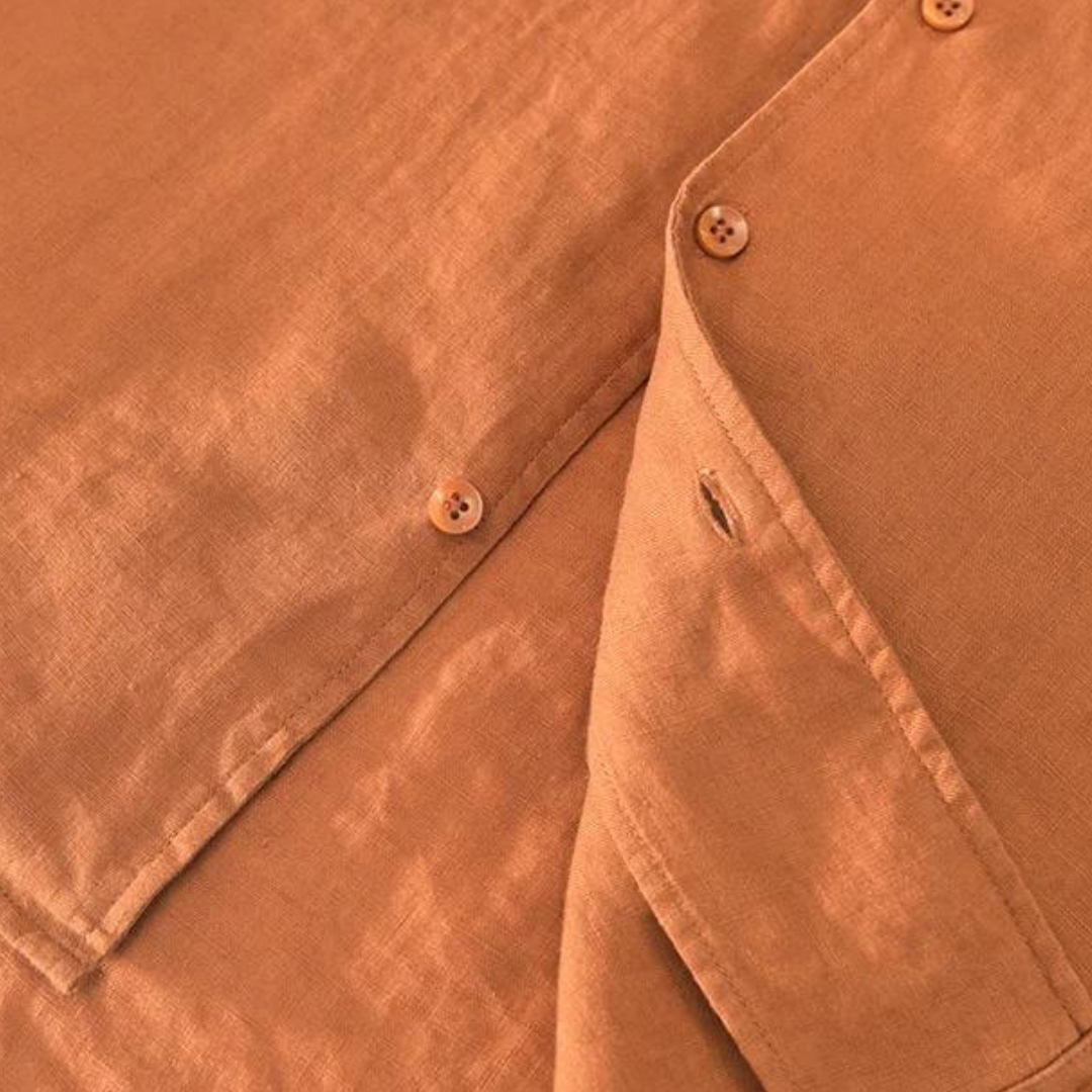 BENNETTVALE MEN’S OPEN COLLAR LINEN BUTTON SHIRT